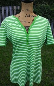 Coral Bay (Neon/White) Stripped Button Up T-shirt